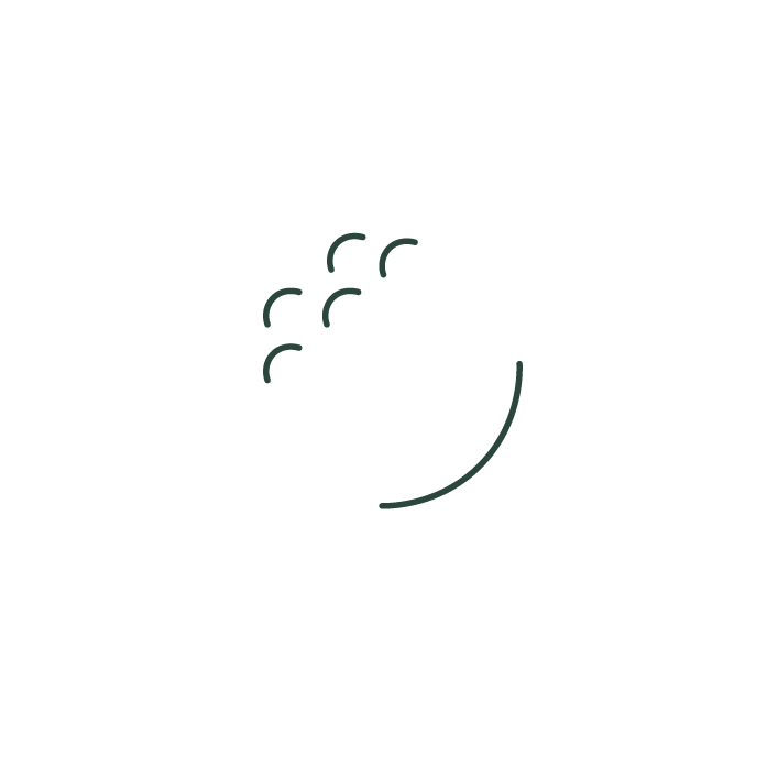 A simple line drawing of a half-circle with five small dots above it on a white background.